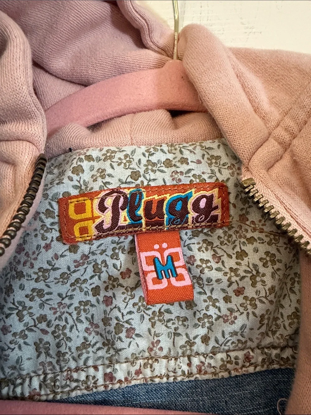 Plugg Blue Denim Jacket with Pink Hooded Liner
